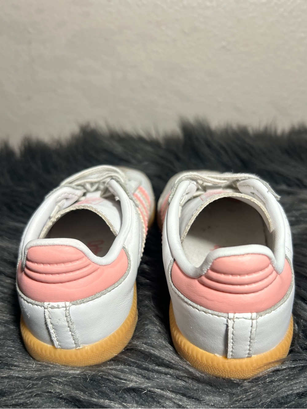 Adidas Kids Samba Og Shoes White Coral Pink Leather Sneaker Size 8 - Picture 6 of 9